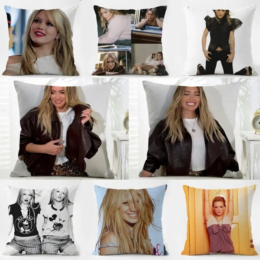 H-hilary Duff funky Cushion Cover Iceland Washable Linen comfort for Daily Sofa Bed Home Room Decor