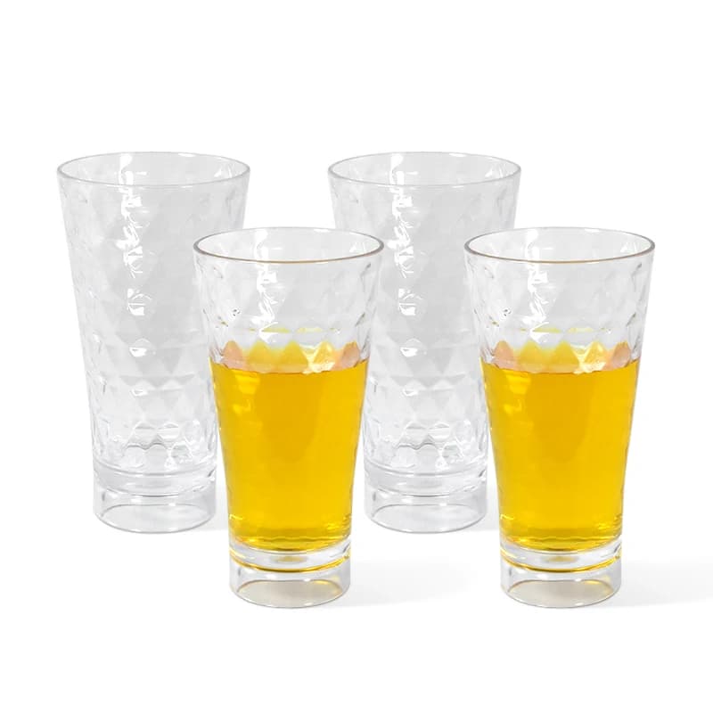 32 bicchieri da birra per vino ad alta trasparenza con piccolo diamante in vita inclinata in plastica trasparente da 17 once