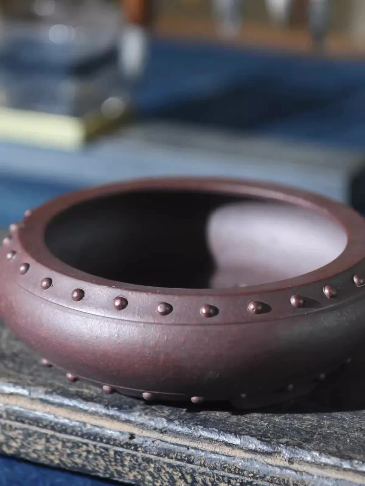 Vaso per bonsai circolare in ceramica, realizzato con sabbia viola, giardino cinese, decorazione per la tavola di casa