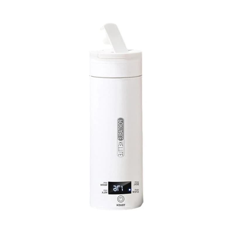 N85R-Electric Heating Kettle Leakproof Portable Fast Water Boiling Bottle Portable 220V Hot Water Cup Lift Lid EU Plug