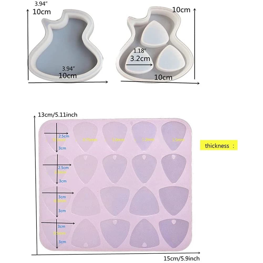 L79A Guitar Picks & Boxes Resin Mold Silicone Plectrums Mold for DIY Guitar Picks Thumb Finger Picks,A
