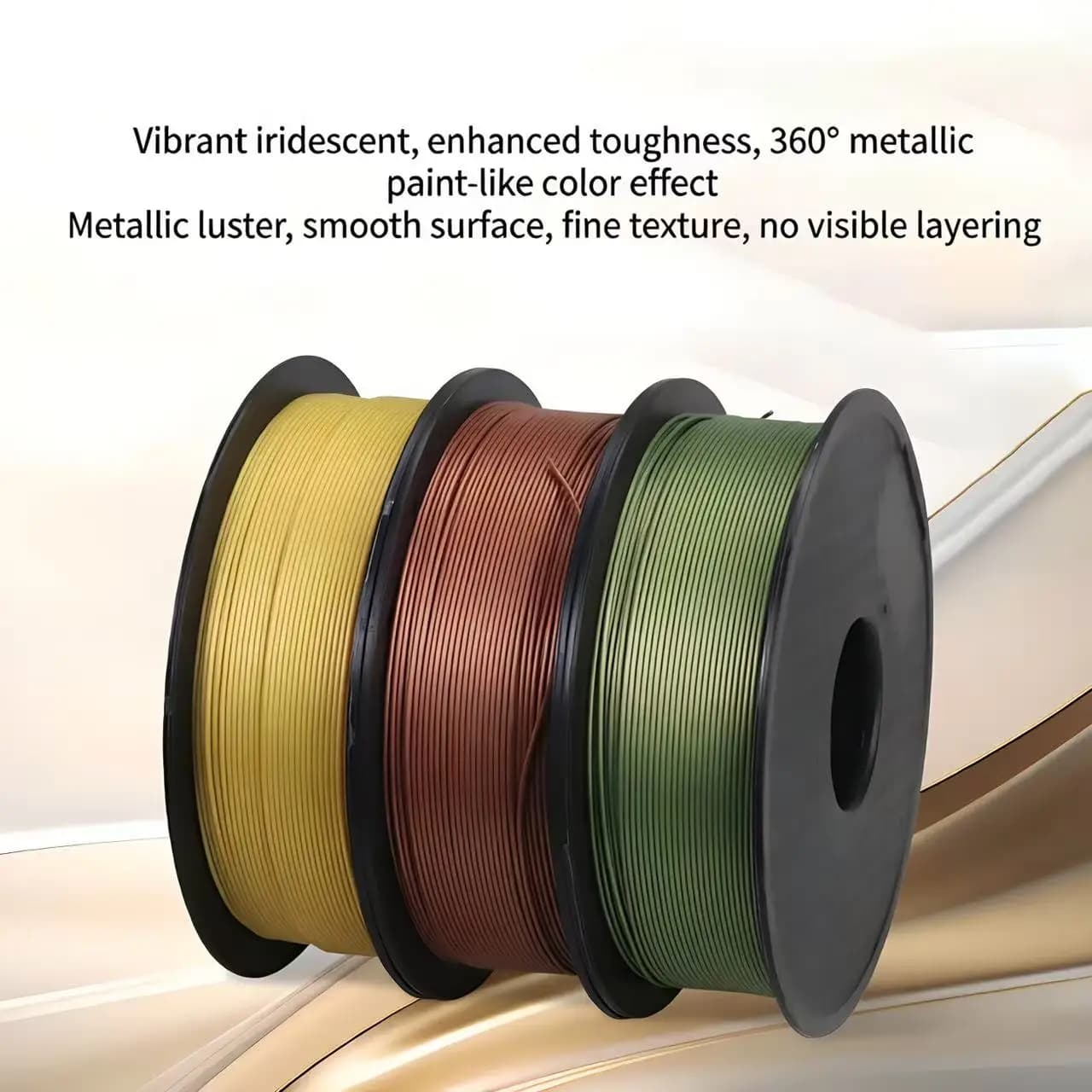 Filamento PLA Metallico 1.75mm, Bobina da 1kg, Filamento Metallico Lucido per Stampanti 3D FDM, Superficie Liscia, Filamento per Stampa 3D