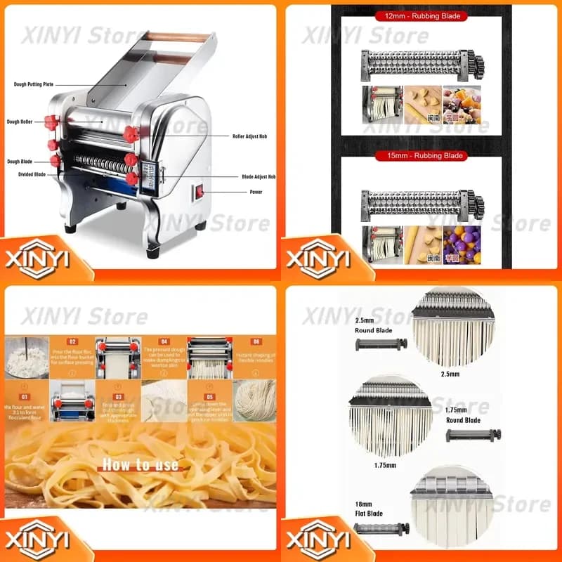 for FKM240 Professional 240mm Electric Dough Sheeter Pasta Noodle Making Machine Stainless Steel Roller Cutter for Dumplings
