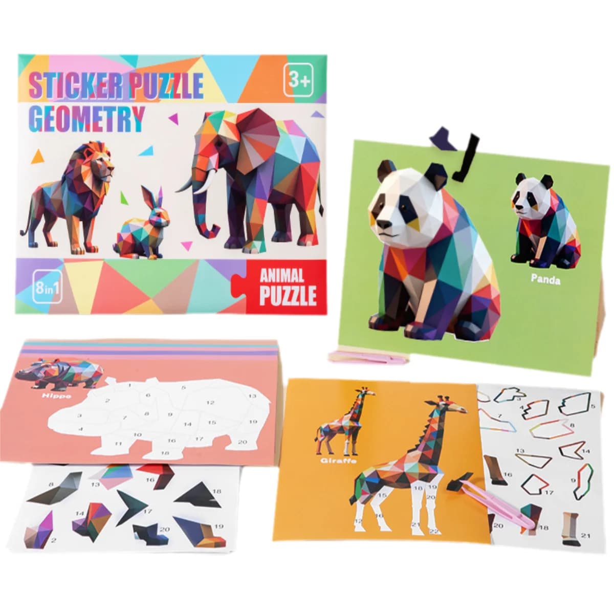 Libri di Adesivi Riutilizzabili per Bambini - Gioco Educativo DIY con Cartoni Animati, Puzzle con Scenari Multipli, Regalo per Bambini