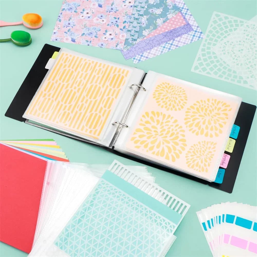 10~50pcs/set Cookie Stencil Storage Binder 6x6" Stencils Folder Sticker for DIY Scrapbooking Clear Stamp Storage Folder Organize