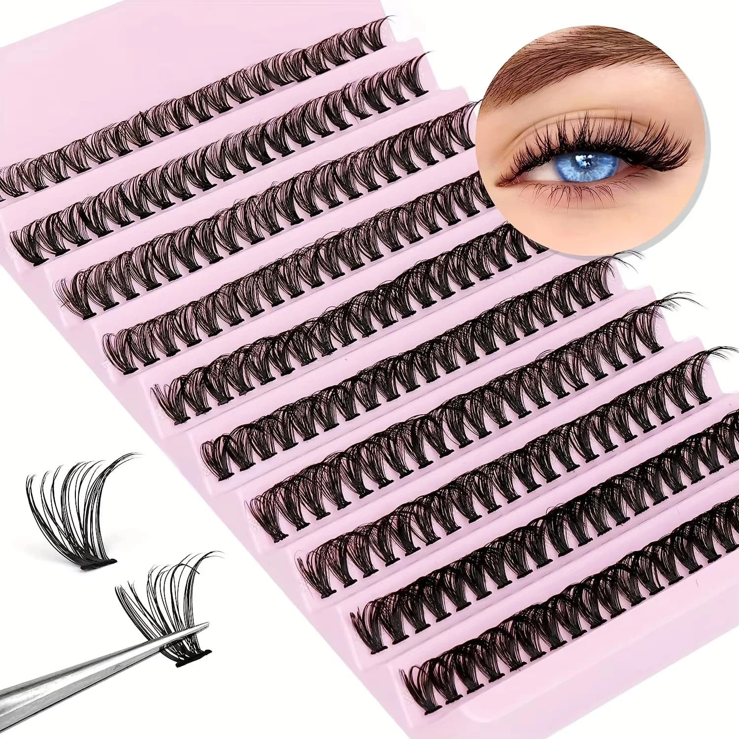 Ciglia a Ciuffetti 200 Pezzi, Ciglia Individuali Fai da Te, Aspetto Naturale, Ciglia Soffici 9-16MM, 40D, Ciglia a Ciuffetti Individuali con Effetto Riccio