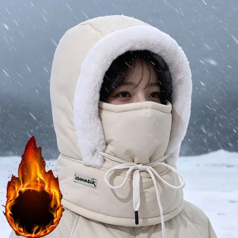 1-5PCS Women Winter Thick Fleece Lined Hat Face Mask Warm Windproof Trooper Cap for Skiing Snowboarding Cycling Cold Weather