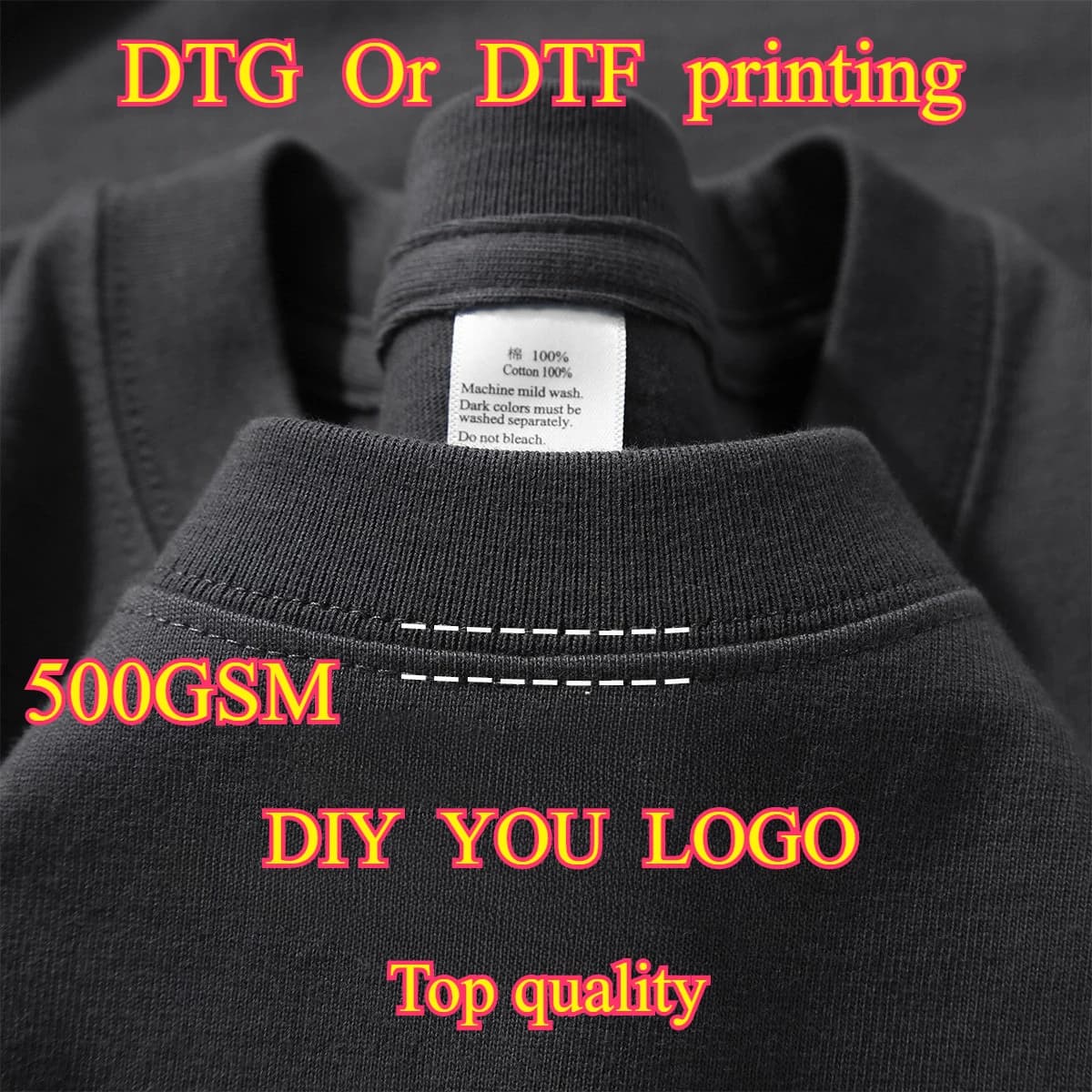 T-shirt oversize in heavy cotton 500GSM DTG Printing Customize your design Men's T-shirt Make your logo high quality 3XL T-shirt