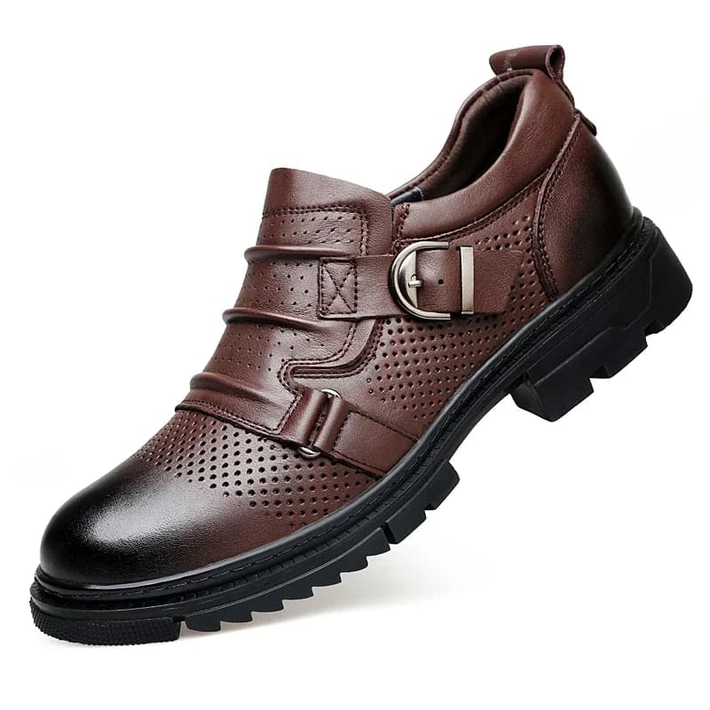 Scarpe in Pelle Casual da Uomo, Traspiranti, Antiscivolo, Resistenti all'Usura, Mocassini con Punta Rotonda per Ufficio, Pendolarismo e Uso Quotidiano, Suola in Gomma