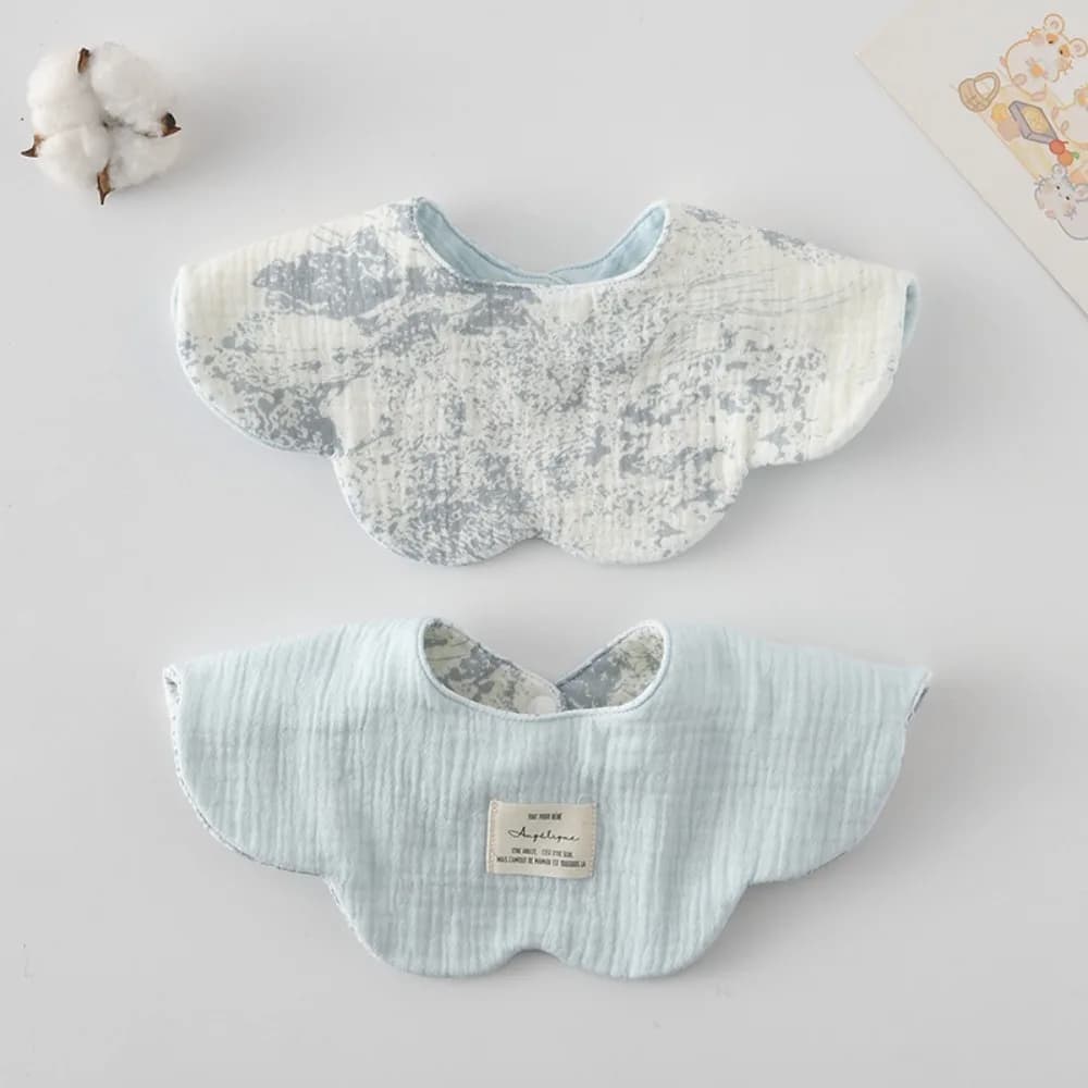 Carino Bavaglino per l'alimentazione del bambino utilizzabile su due lati Garza di puro cotone Ciuccio Asciugamano per saliva Bavaglino petalo traspirante per neonato
