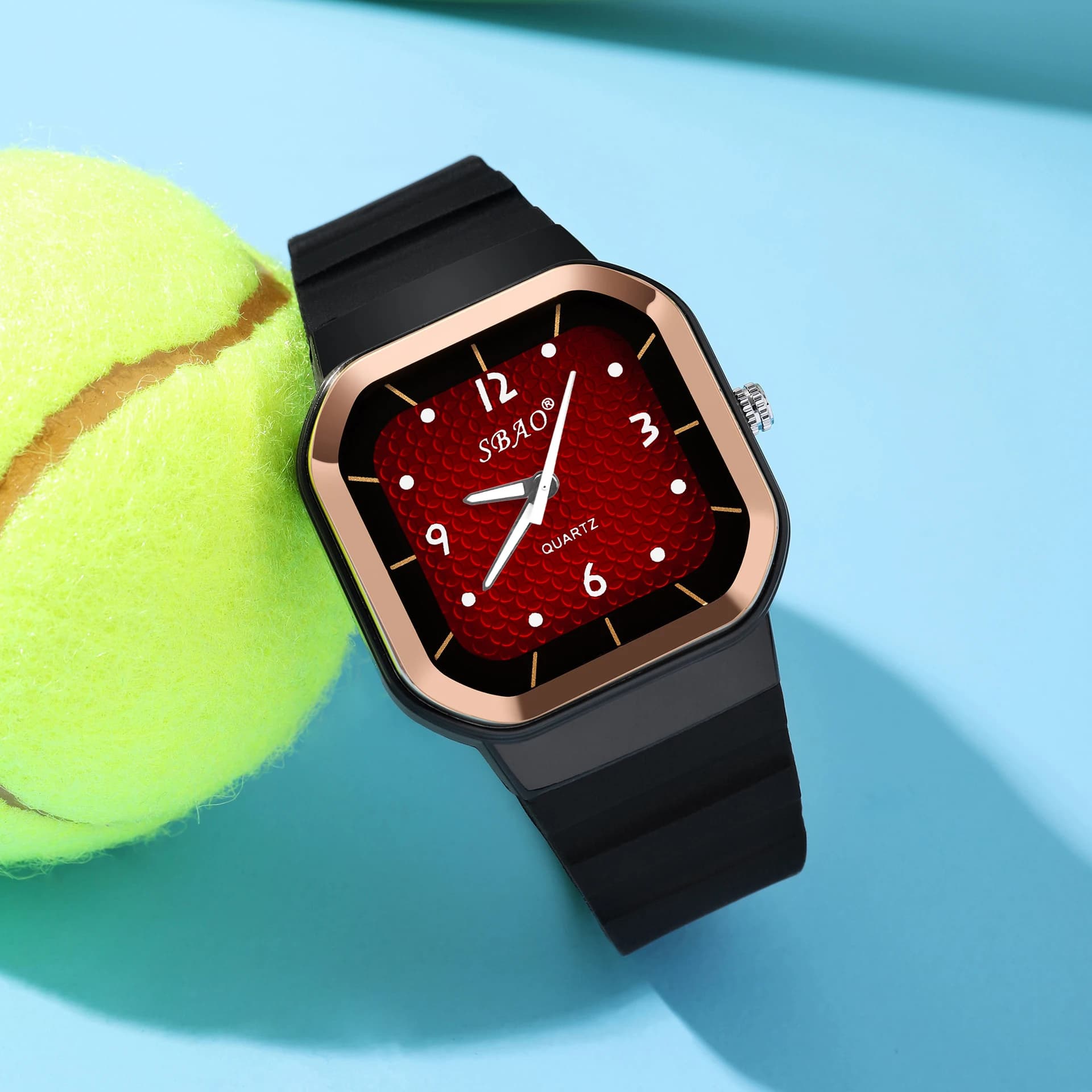 Orologio da Donna alla Moda con Quadrante Quadrato, Cinturino in Silicone Turchese, Lunetta Oro Rosa, Orologio da Polso Analogico al Quarzo, Casual, Impermeabile, Sportivo