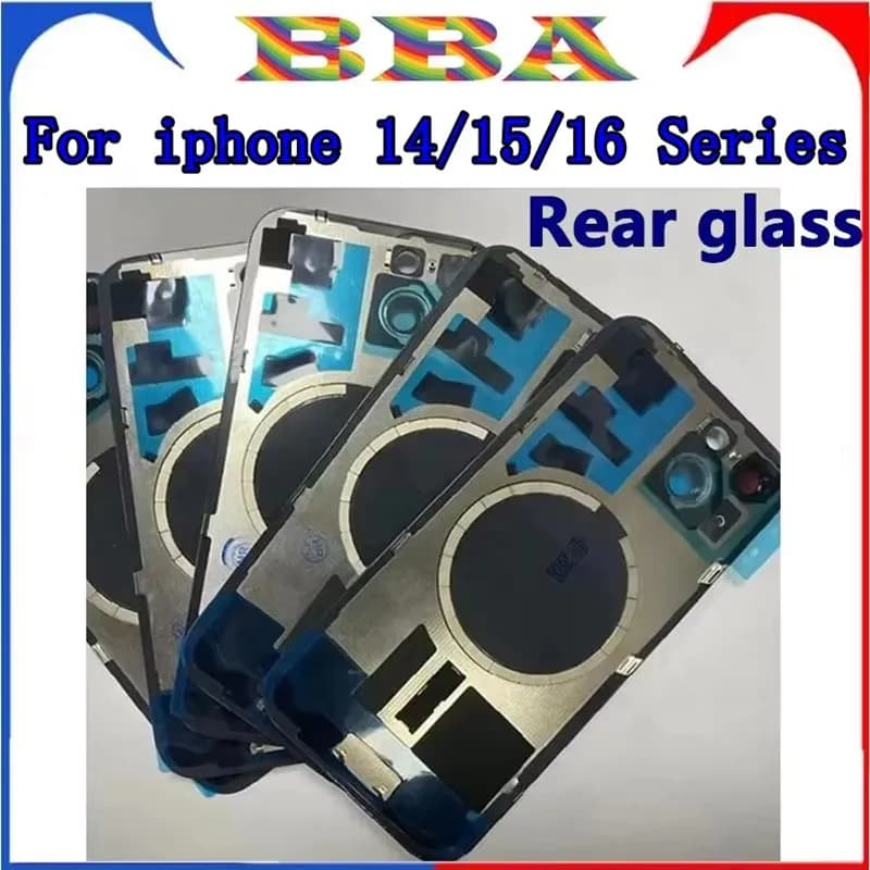 1 Pezzo Cover Posteriore in Vetro per iPhone 15 16 Pro Max 14 PLUS con Piastra in Ferro e Anello Magnetico, Ricambio Scocca Posteriore per Riparazione