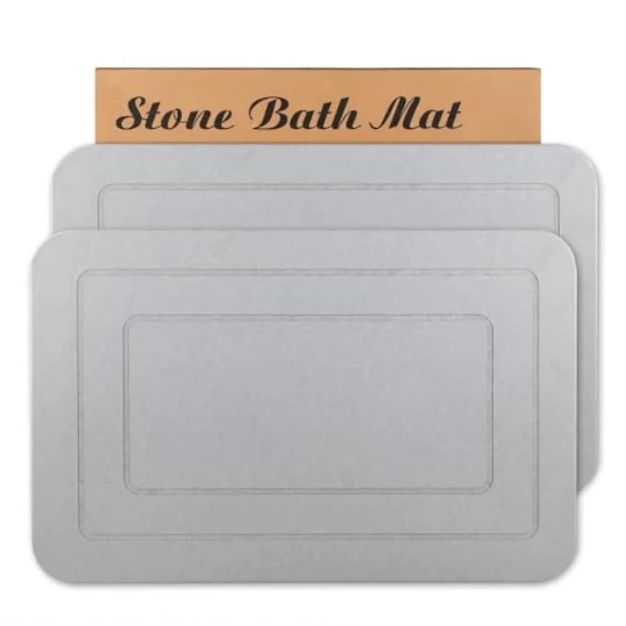 Set di 2 Tappetini da Bagno in Pietra, Tappetino Doccia in Terra Diatomacea Antiscivolo Super Assorbente ad Asciugatura Rapida per Bagno e Cucina 24x15