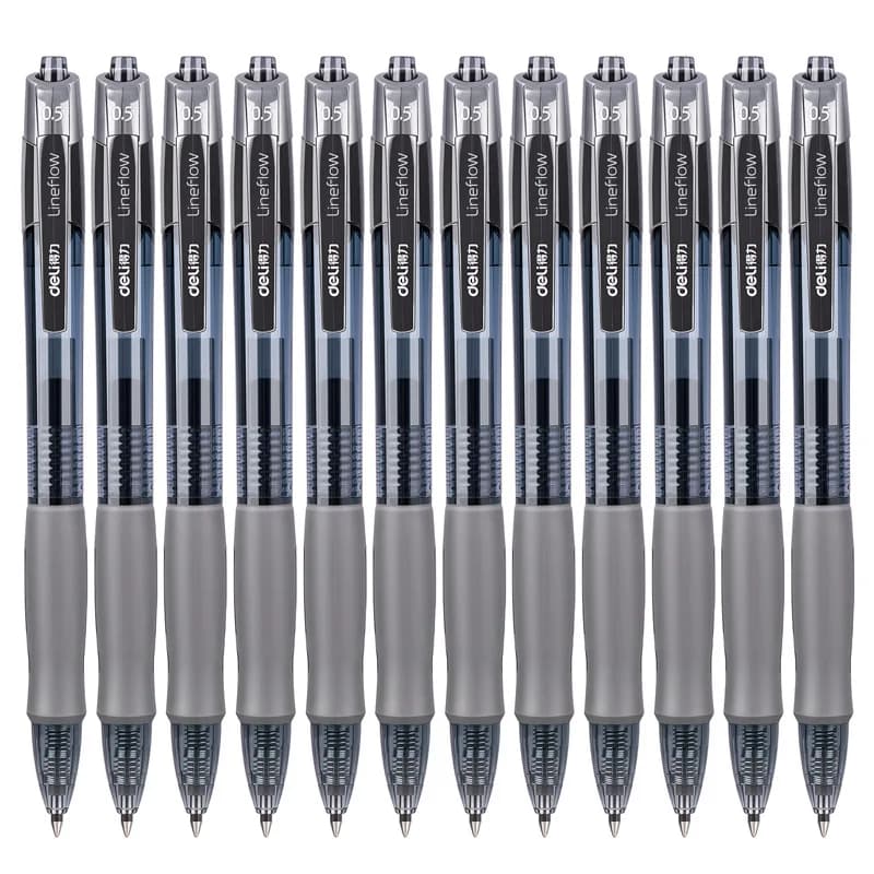 12 pezzi Set deli Ballpen penne Gel retrattili inchiostro blu nero 0.5mm ricariche sostituibili a sfera forniture scolastiche per ufficio cancelleria