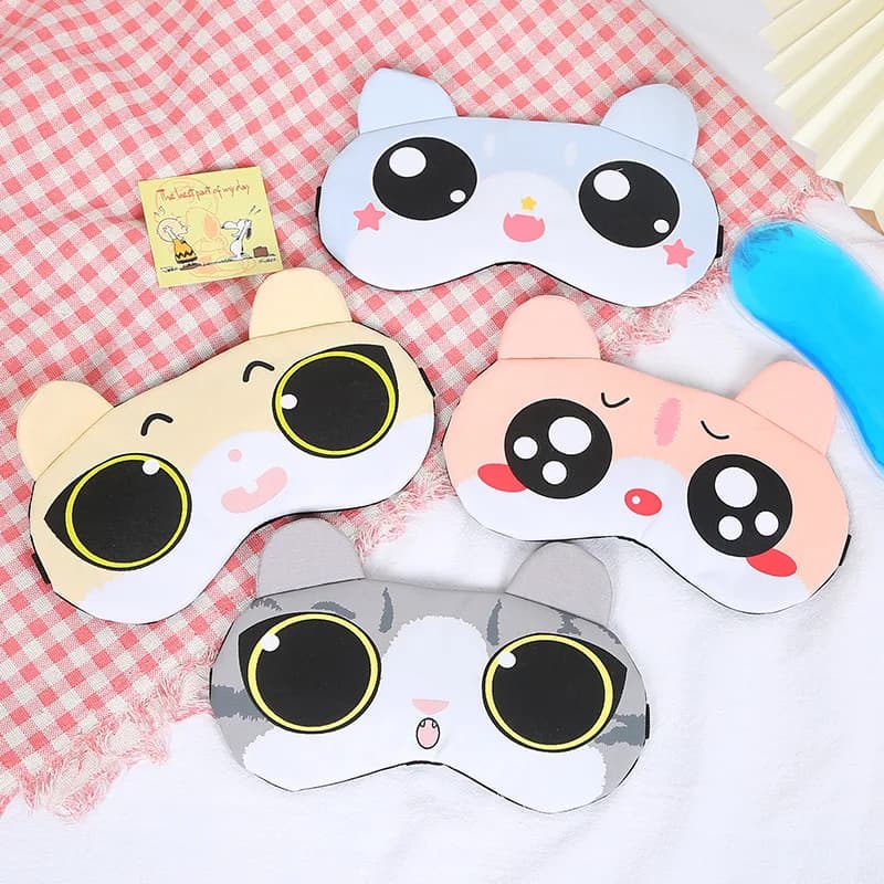 Cartoon Pattern Sleep Eye Mask 3D Contoured Light Blocking Sleeping Mask Hot Cold Compress Gel Eye Mask Relieve Eye Fatigue for Students Home Travel Nap Night Sleep