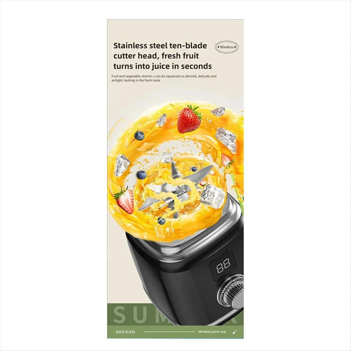 Perfect Fit New 10 Blades Home Blender 3000mAH Multifunctional Juicer Ice Crusher Juice Extractor High Juice Rate Kitchen Tools