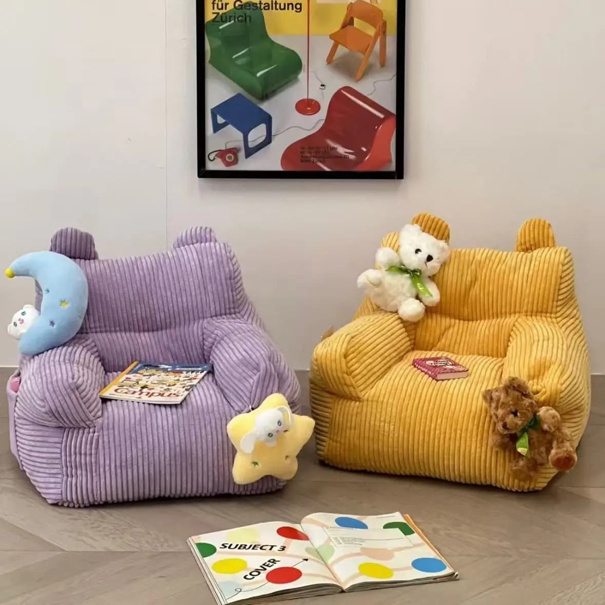 Poltrona lounge per bambini Princess Cloud - Divano da lettura in peluche per ragazze, posti a sedere in velluto rosa per l'arredamento della camera da letto
