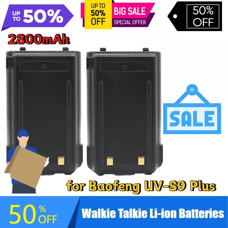 2800mAh per Baofeng UV-S9 Plus Batteria Walkie Talkie Batterie agli ioni di litio Ricarica USB