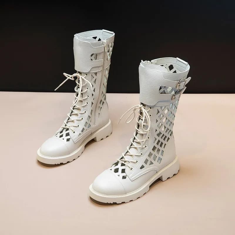 Stivali Estivi da Donna 2026: Moda Traforata, Stivali a Mezza Gamba con Plateau, Scarpe di Lusso Firmate, Botas Mujer