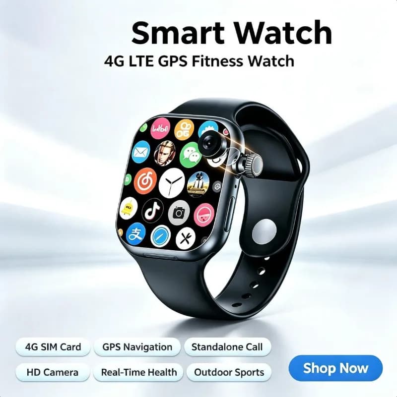CD20 Unisex Android Smartwatch Built-in GPS Independent SIM Large Storage Outdoor Sports Fitness Wrist Watch