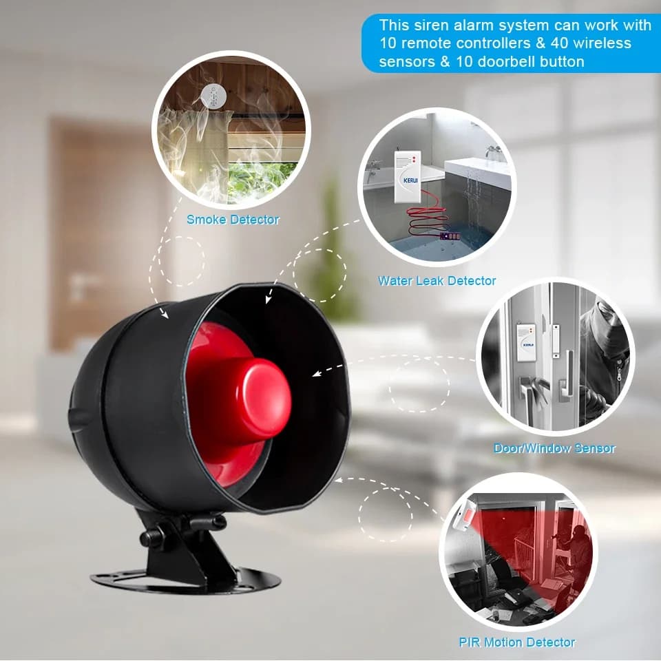 KERUI Allarme con Altoparlante 110dB, Sistema di Allarme con Sensori per Porte e Finestre, Antifurto per Casa e Sicurezza Domestica