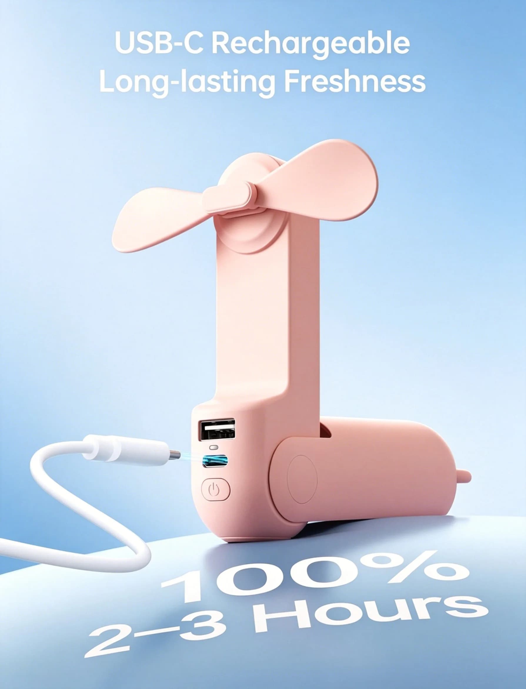 Ventilatore Portatile 3 IN 1 Ricaricabile USB, Mini Ventilatore con Power Bank e Torcia, 19 Ore di Raffreddamento Massimo, Tascabile per Viaggi Crociere Concerti Trucco, Regali Estivi 2026 per Donne