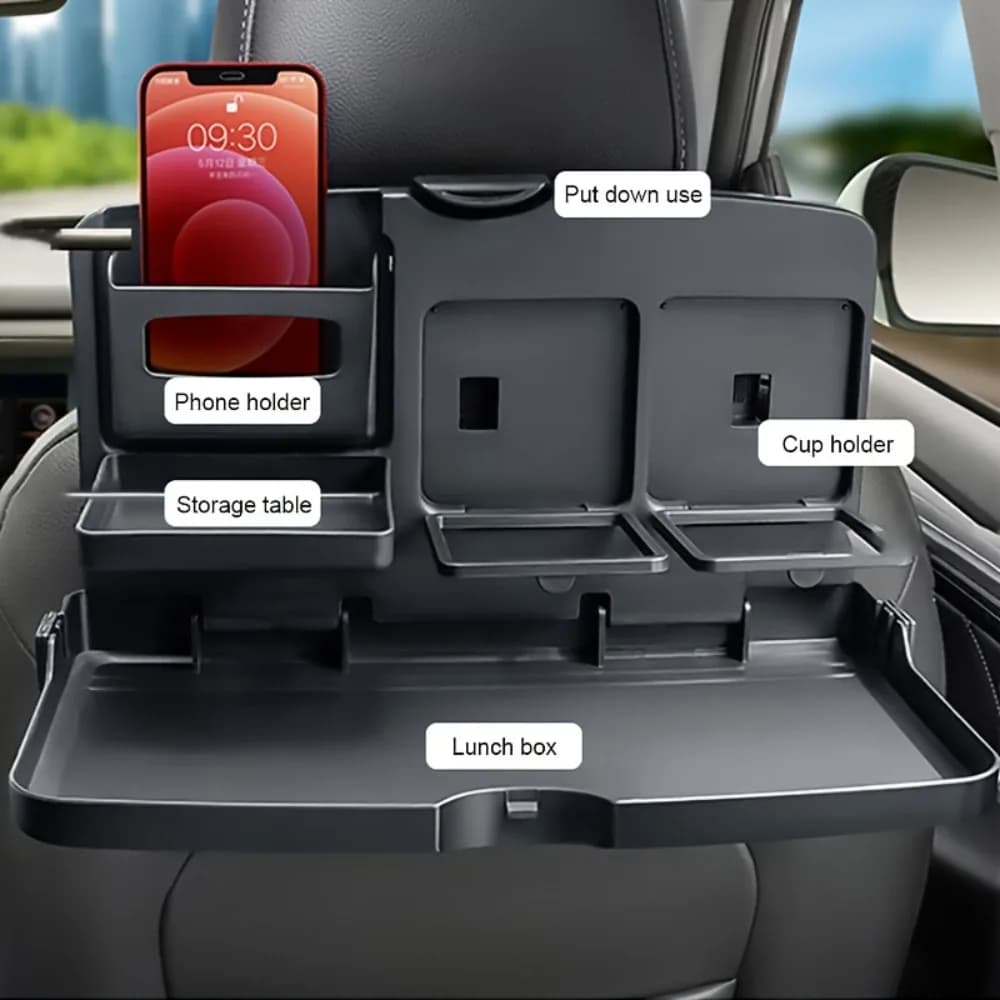 Car Backseat Tray Table,Foldable Seat Back Laptop Desk,Vehicle Eating Food Tray With Phone Holder,Passenger Travel Tray