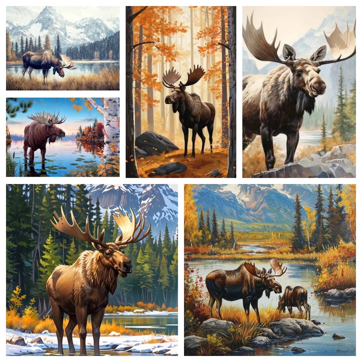 5D DIY Diamond Painting Animals Elk Moose Cross Stitch Kit Full Drill Embroidery Mosaic Art Picture of Rhinestones Decor