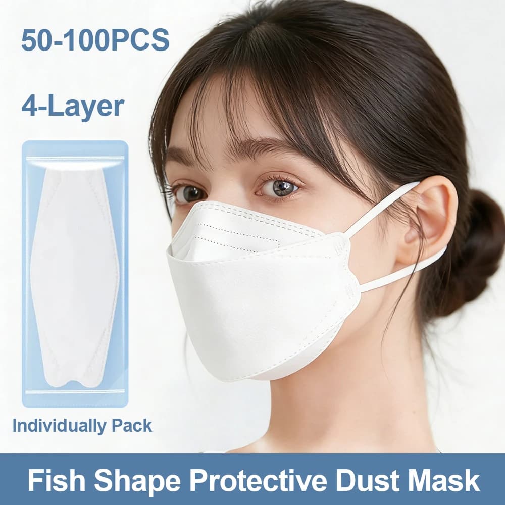 Adult Fish Shape Mask 4 Layers White Fabric Mascarillas Mouth Face Mask Filter Respirator Dust Mask