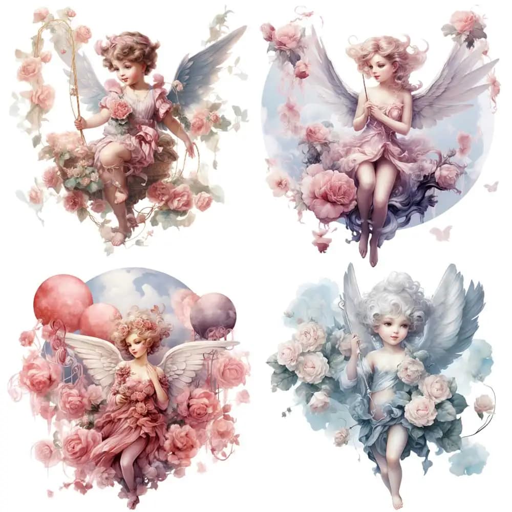 Bellissimo trasferimento Iron-on di Design angelo per abbigliamento t-shirt lavabili di livello A fai da te adesivo termico patch di fiori carini Applique