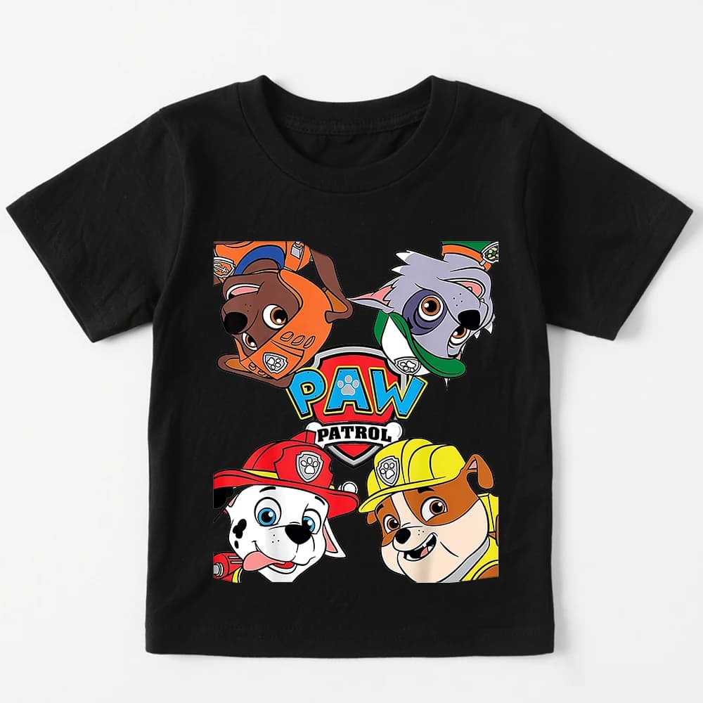 Maglietta in cotone per bambini Paw Patrol, per ragazzi e ragazze, casual, a maniche corte, con stampa grafica, personaggio dei cartoni animati, abbigliamento estivo