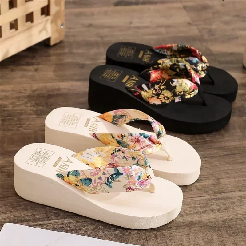 Women's Fashion Platform Flip Flops Casual Wedge Sandals Outdoor Beach Slippers Walking Shoes Footwear