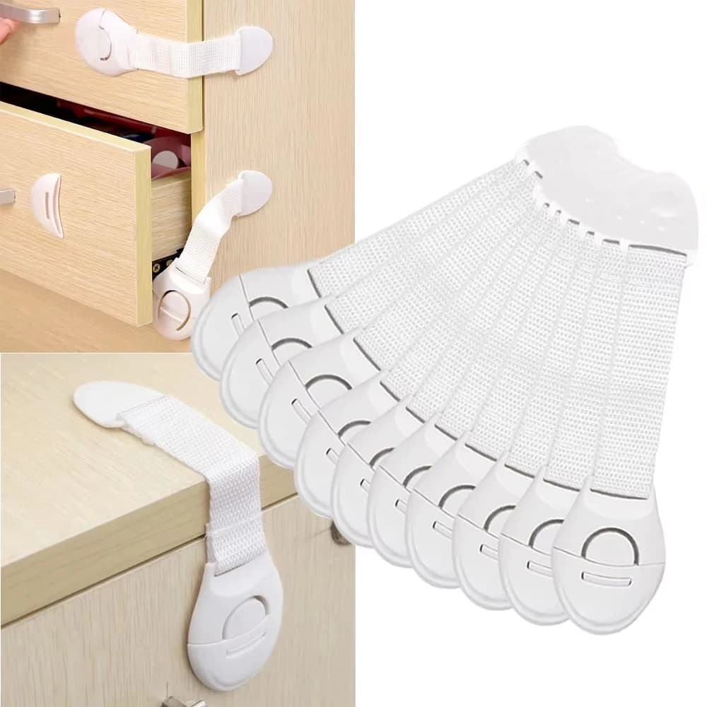 1-100 Pezzi Chiusura di Sicurezza per Armadietti per Bambini, Protezione Multifunzionale per Porte e Cassetti con Fibbia a Nastro
