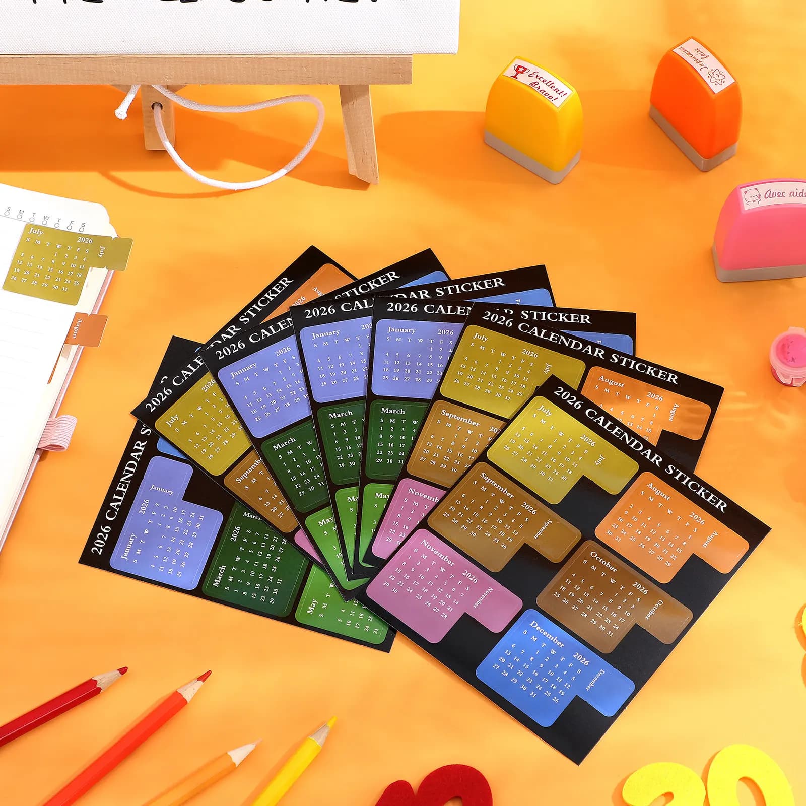 4 Set di Etichette Adesive per Calendario, Adesivi per Planner Mensile, Segnapagina Adesivi per Quaderni, Diari e Scrapbook