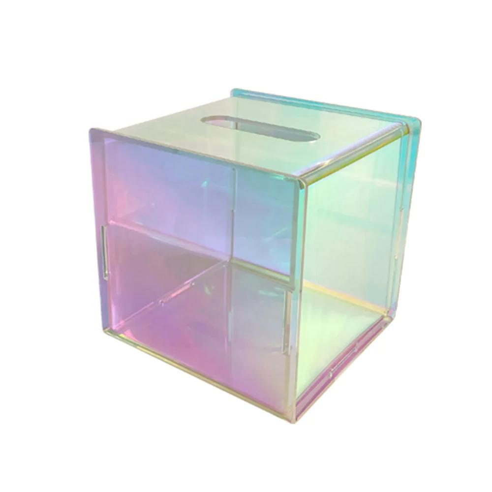 Customized Wholesale Acrylic Handkerchief Box, Square Bearing Box With Light Luxury Roll Paper Tube, Laser Acrylic Handkerchief Box