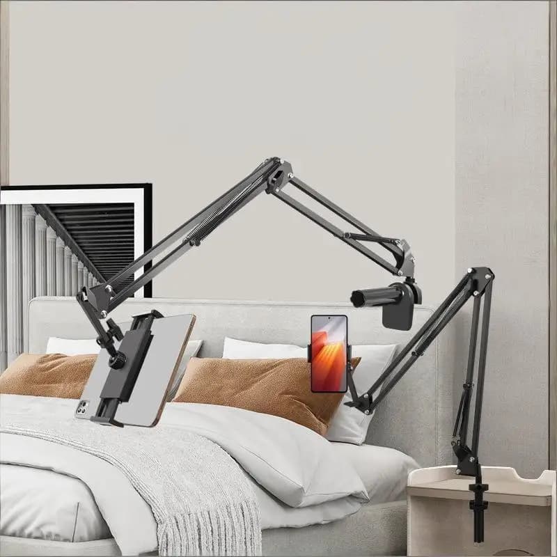 Supporto Regolabile per Tablet da Comodino, Supporto Girevole in Metallo a Braccio Lungo per Tablet da Scrivania, Supporto Pigro per Telefono da Comodino