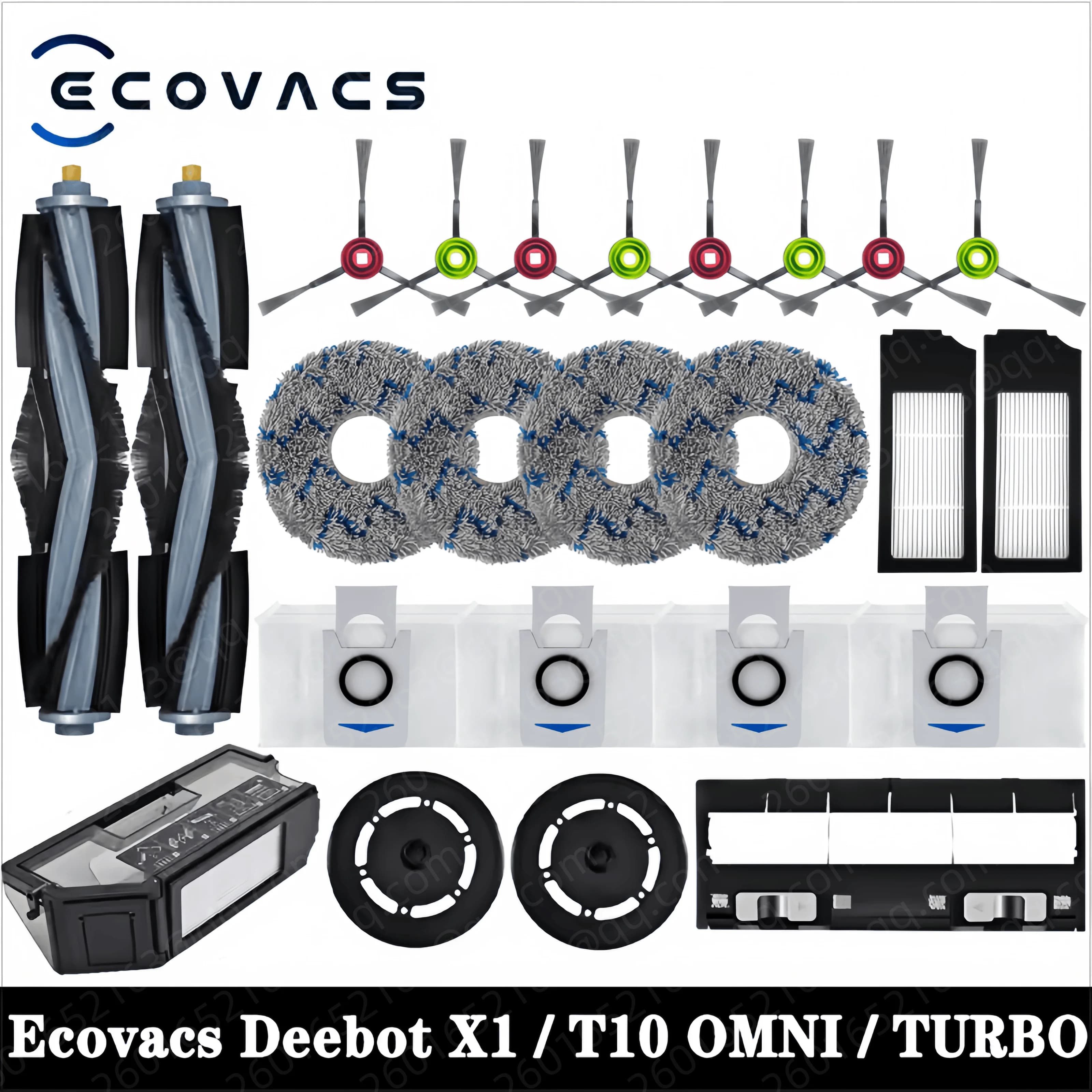 Ecovacs Deebot X1/ T10 OMNI / TURBO Accessori Parti per aspirapolvere robot Mop Sacchetto per la polvere Filtro Hepa Spazzola laterale principale Pattumiera