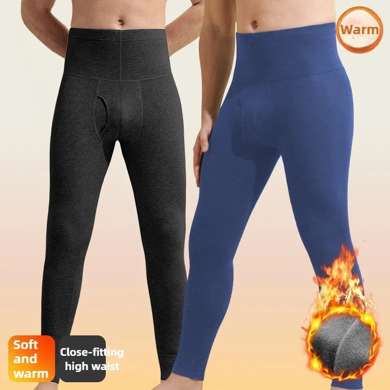 Pantaloni termici sottili da uomo in puro cotone Long Johns Leggings da uomo in cotone attillato Pantaloni a vita alta Intimo termico da uomo