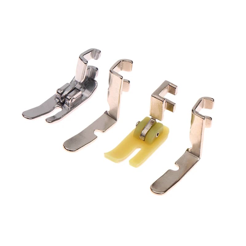 Set di piedini per pressa per cerniera per vecchia macchina da cucire 4 pezzi (piedino in ferro, piedino in plastica, foro sinistro e foro destro lato singolo)