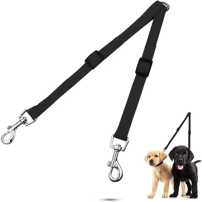 Guinzaglio Doppio per Cani in Nylon Resistente, a Forma di V, Regolabile, Colorato, per Due Cani