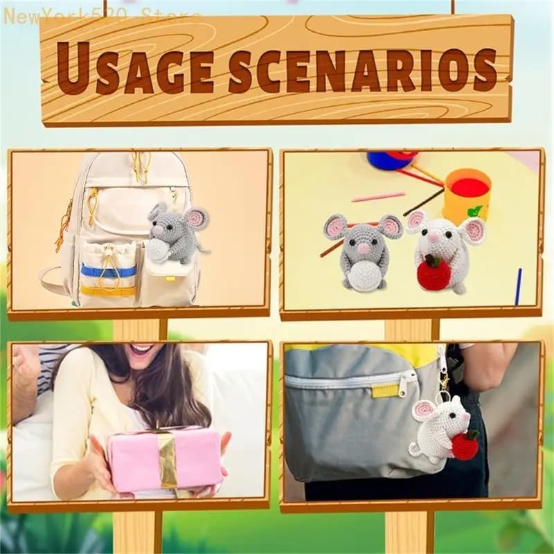 Animal Mouse Crochet Kits with Crochet Hooks Threaders Beginners Crochet Kits N84C