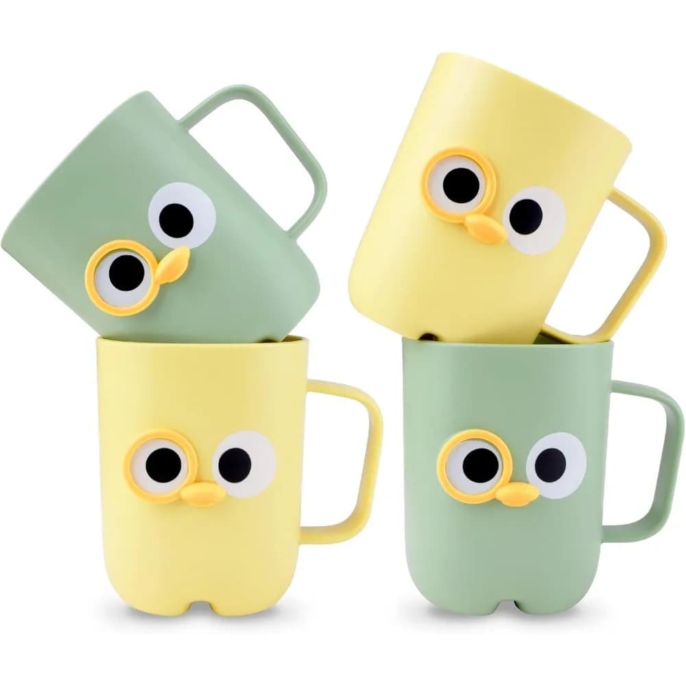 4 bicchieri da bagno simpatico cartone animato, porta spazzolino riutilizzabili infrangibili, bicchieri in plastica per uso domestico, lavastoviglie S