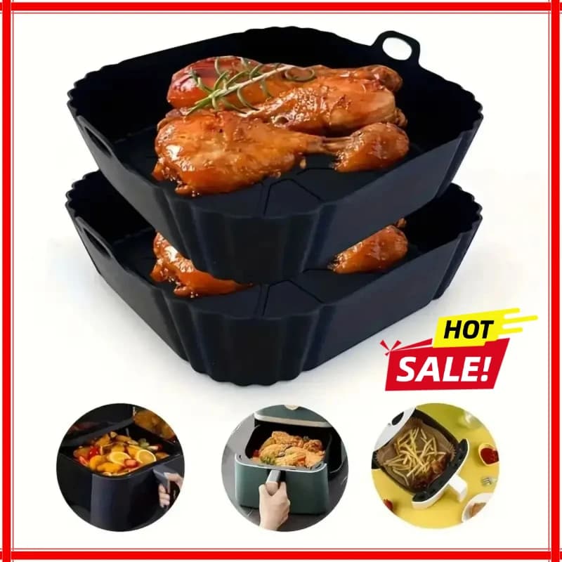 Teglia in silicone per friggitrice ad aria, accessori da cucina per cestello Airfryer, teglia da forno riutilizzabile antiaderente per pizza, accessori da forno e cucina