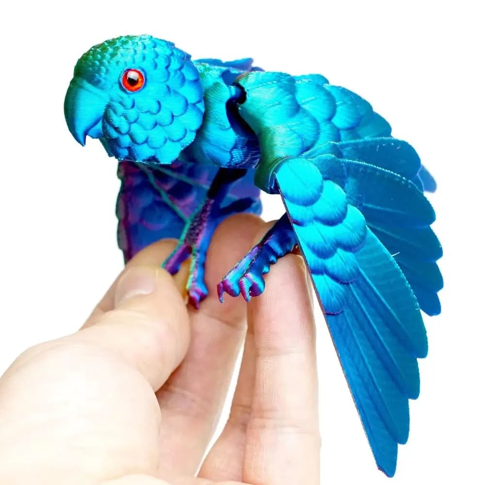 Occhio simulato Modello di pappagallo stampato in 3D Laser scintillante Stampato in 3D Pappagallo Animale flessibile Animale girevole