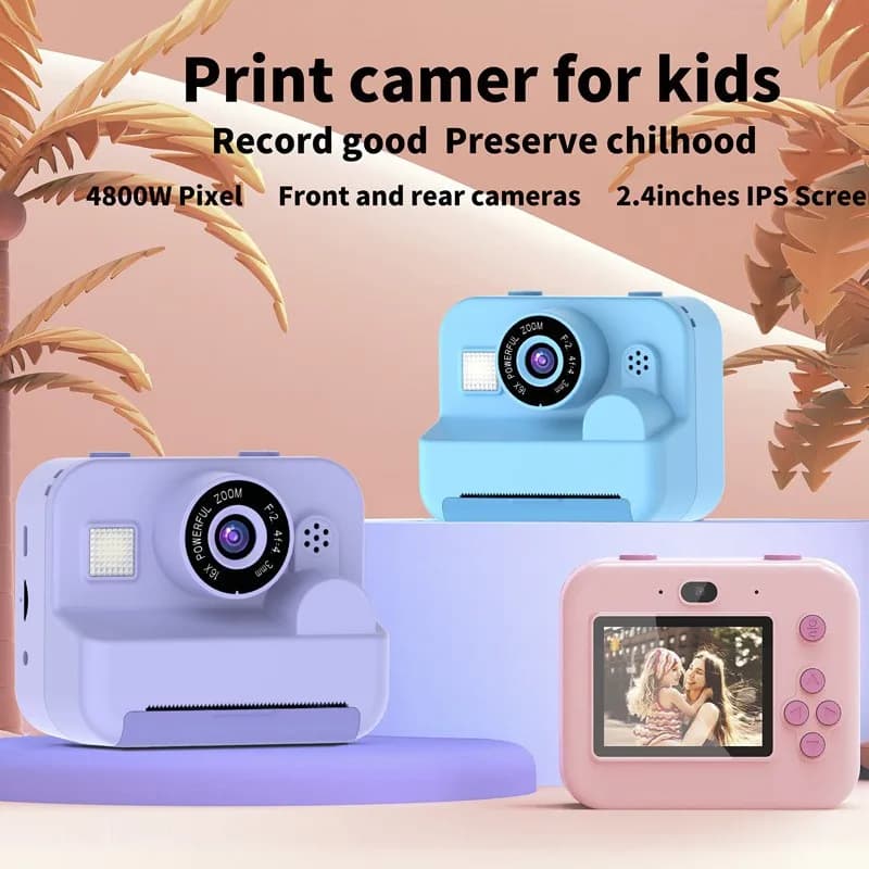 Fotocamera Istantanea Termica Educativa 1080P, Mini Videocamera Digitale per Bambini per l'Apprendimento e lo Sviluppo, con Scheda da 32G