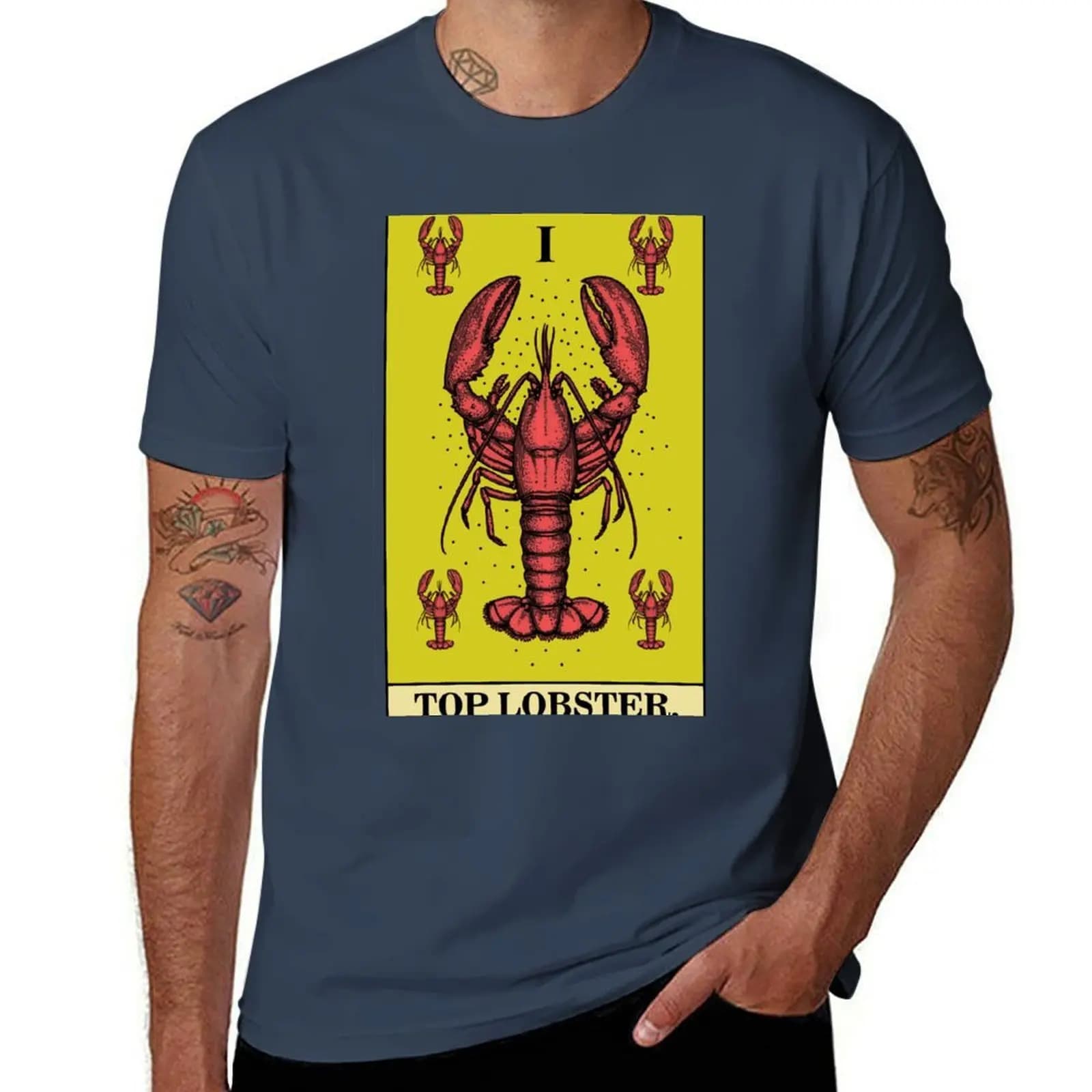T-shirt Top Tarot Lobster Card, t-shirt da lavoro casual e pratica