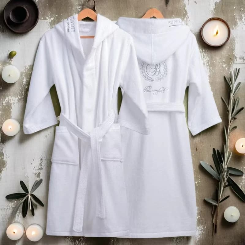 Vestaglia lunga, Accappatoio con cappuccio da uomo, Asciugamano di cotone spesso, Vestaglia in pile, Accappatoio da uomo, Inverno