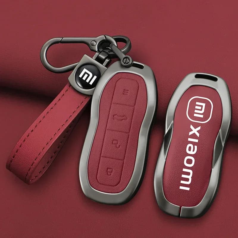 Custodia protettiva per chiave auto Xiaomi Su7 in pelle in lega di zinco Porta carte di rilevamento NFC Fibbia scudo in lega di zinco per chiavi dell'auto