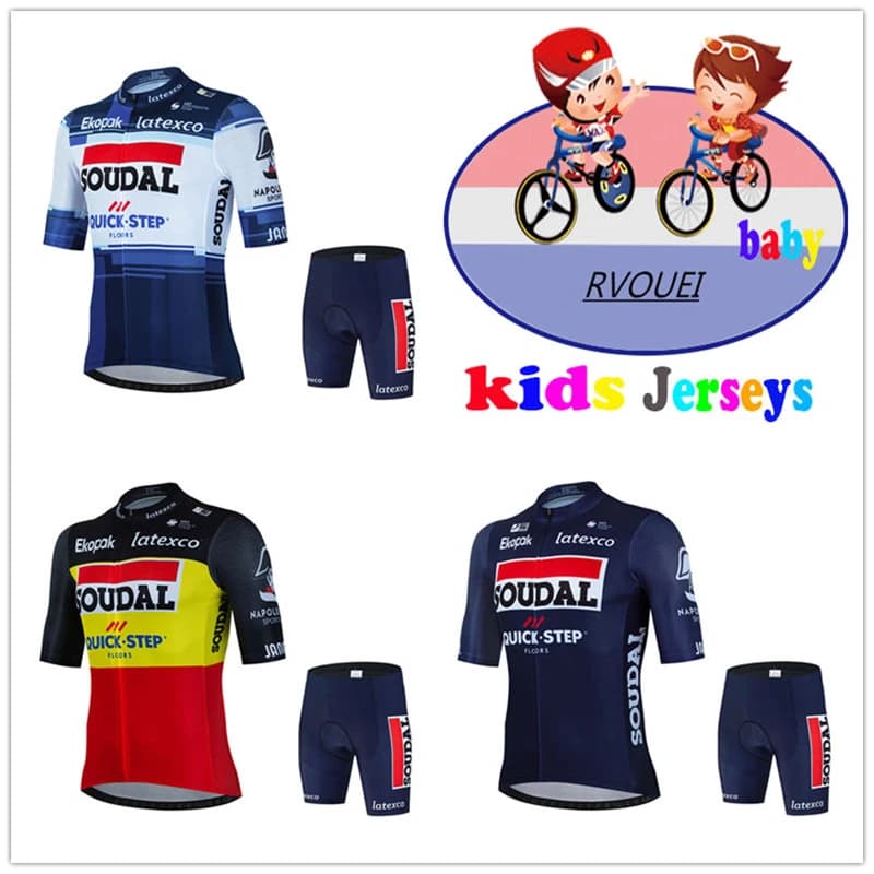 Soudal Quick Step Summer Kids Girl Bike Clothing Short Cycling Mesh Kids Road Bike Sports Clothing Ropa Cycling Hombre