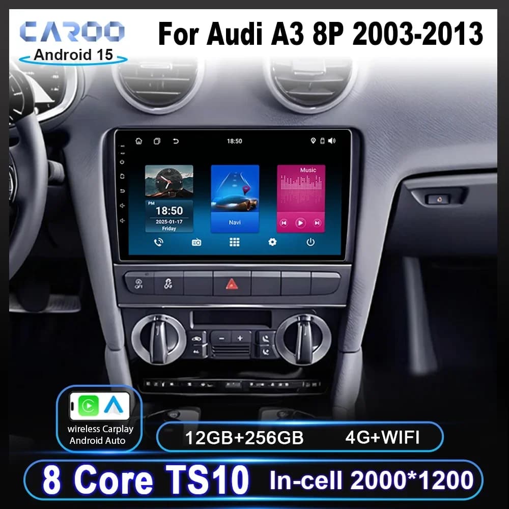 Auto Android 15 Radio Per Audi A3 2 8P 2003-2013 S3 2 2006-2012 RS3 1 2011 2012 Auto Stereo Lettore Multimediale di Navigazione GPS 2DIN